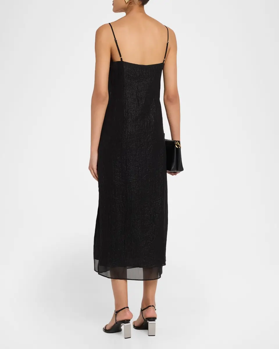 rag & bone Suki Sleeveless Crinkled Organza Midi Slip Dress | Thumbnail 3