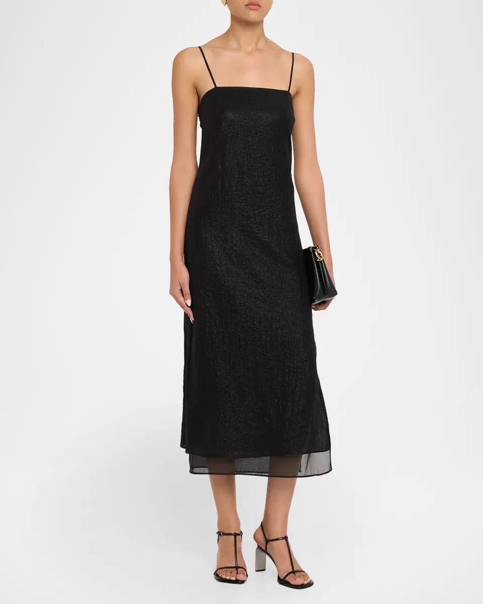 rag & bone Suki Sleeveless Crinkled Organza Midi Slip Dress | Thumbnail 4