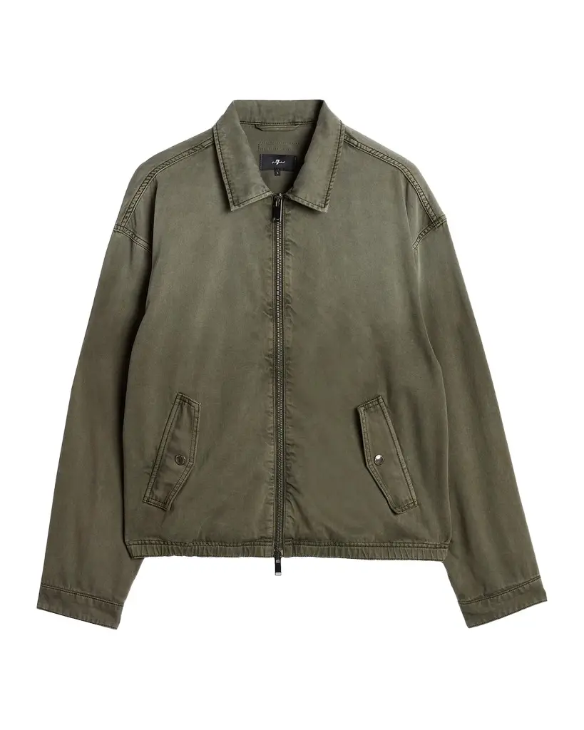 7 For All Mankind Men's Aviator Cotton-Blend Jacket | Image 1 7 For All Mankind Men's Aviator Cotton-Blend Jacket | Image 1