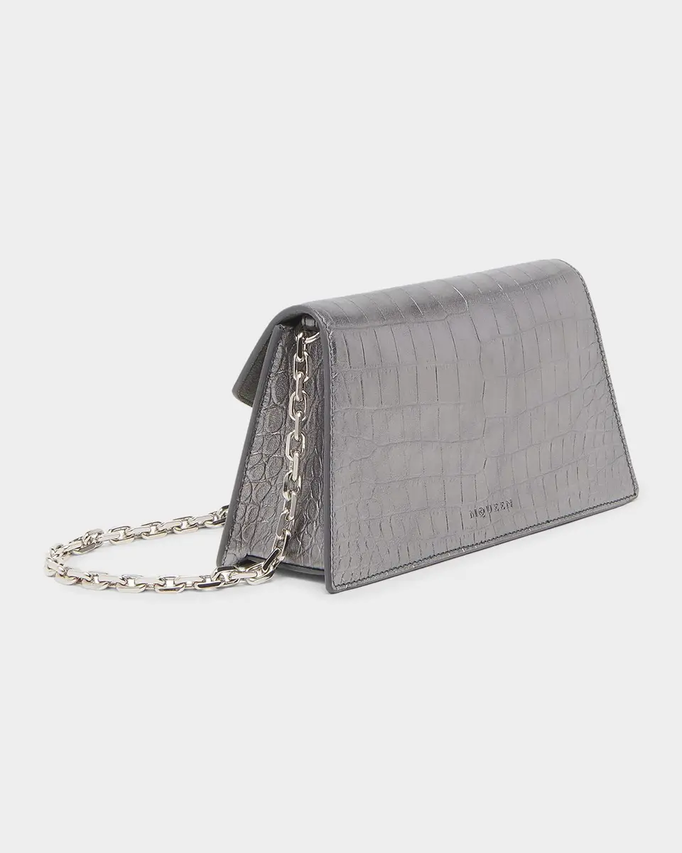 Alexander McQueen Skull Mini Croc-Embossed Leather Shoulder Bag | Thumbnail 2