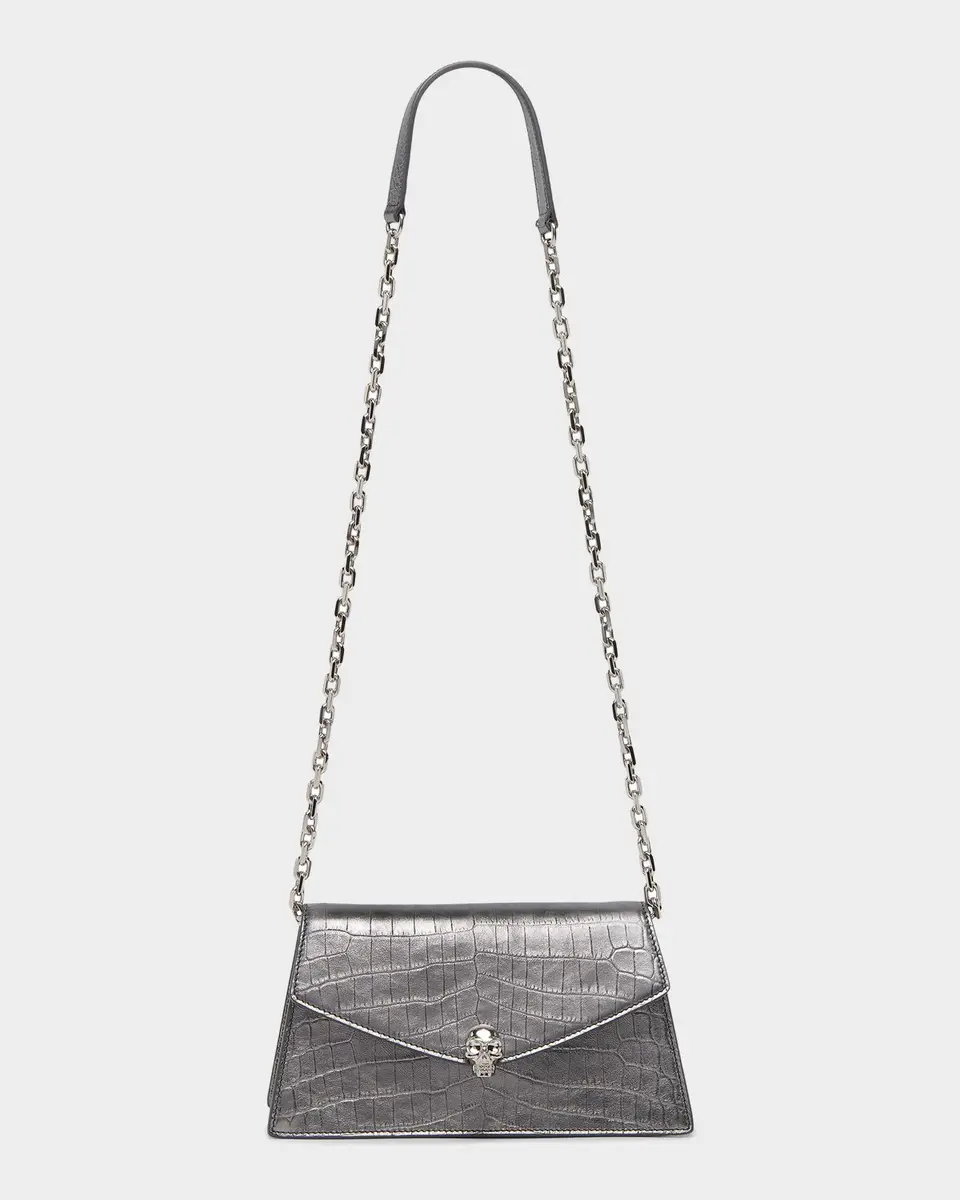 Alexander McQueen Skull Mini Croc-Embossed Leather Shoulder Bag | Thumbnail 6