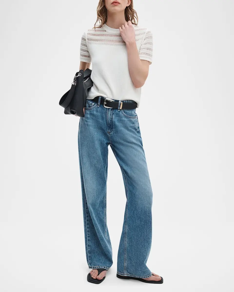 rag & bone Britt Lattice-Knit Short-Sleeve Sweater | Thumbnail 2 rag & bone Britt Lattice-Knit Short-Sleeve Sweater | Thumbnail 2