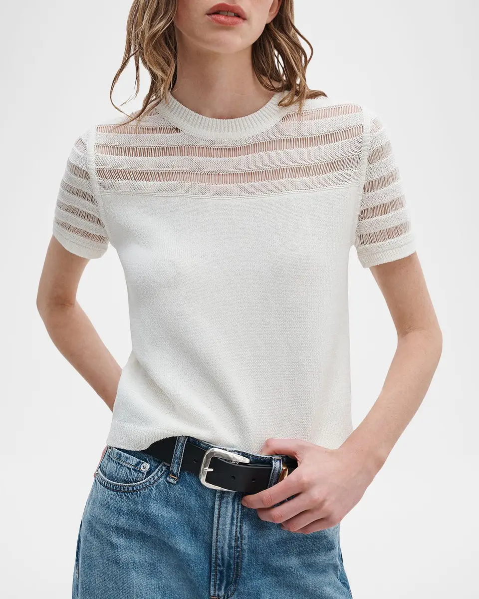 rag & bone Britt Lattice-Knit Short-Sleeve Sweater | Thumbnail 4 rag & bone Britt Lattice-Knit Short-Sleeve Sweater | Thumbnail 4