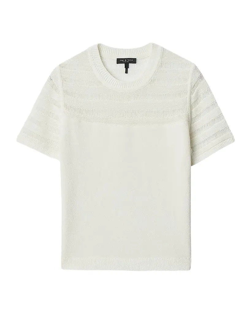 Britt Lattice-Knit Short-Sleeve Sweater Britt Lattice-Knit Short-Sleeve Sweater