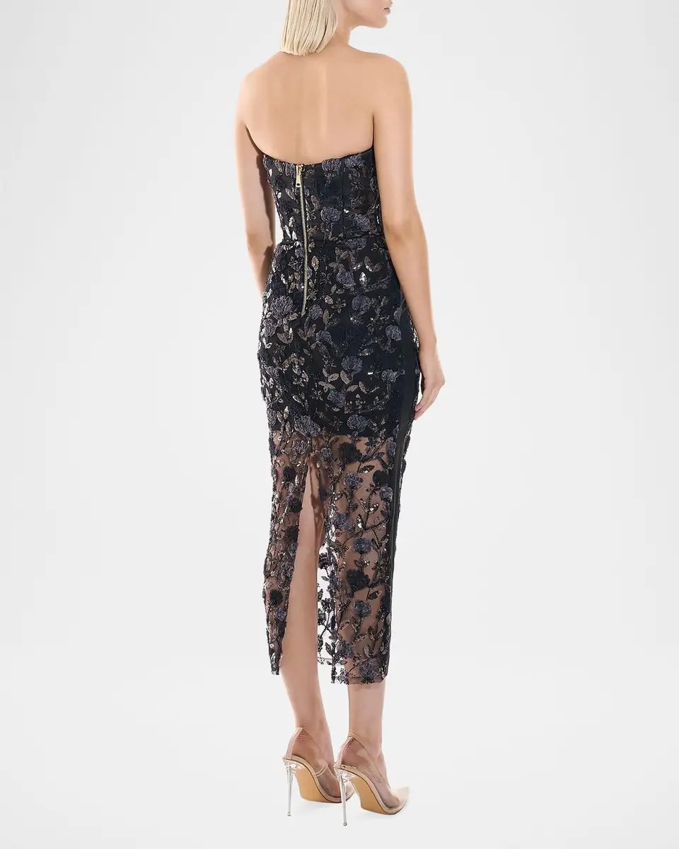 Zhivago Roses & Their Ashes Sheath Cocktail Midi Dress | Thumbnail 3