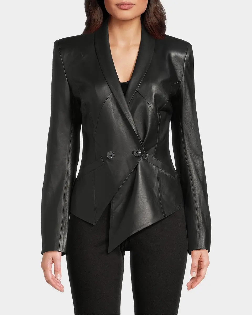 Undra Celeste Vintage Double-Breasted Leather Blazer | Thumbnail 4 Undra Celeste Vintage Double-Breasted Leather Blazer | Thumbnail 4