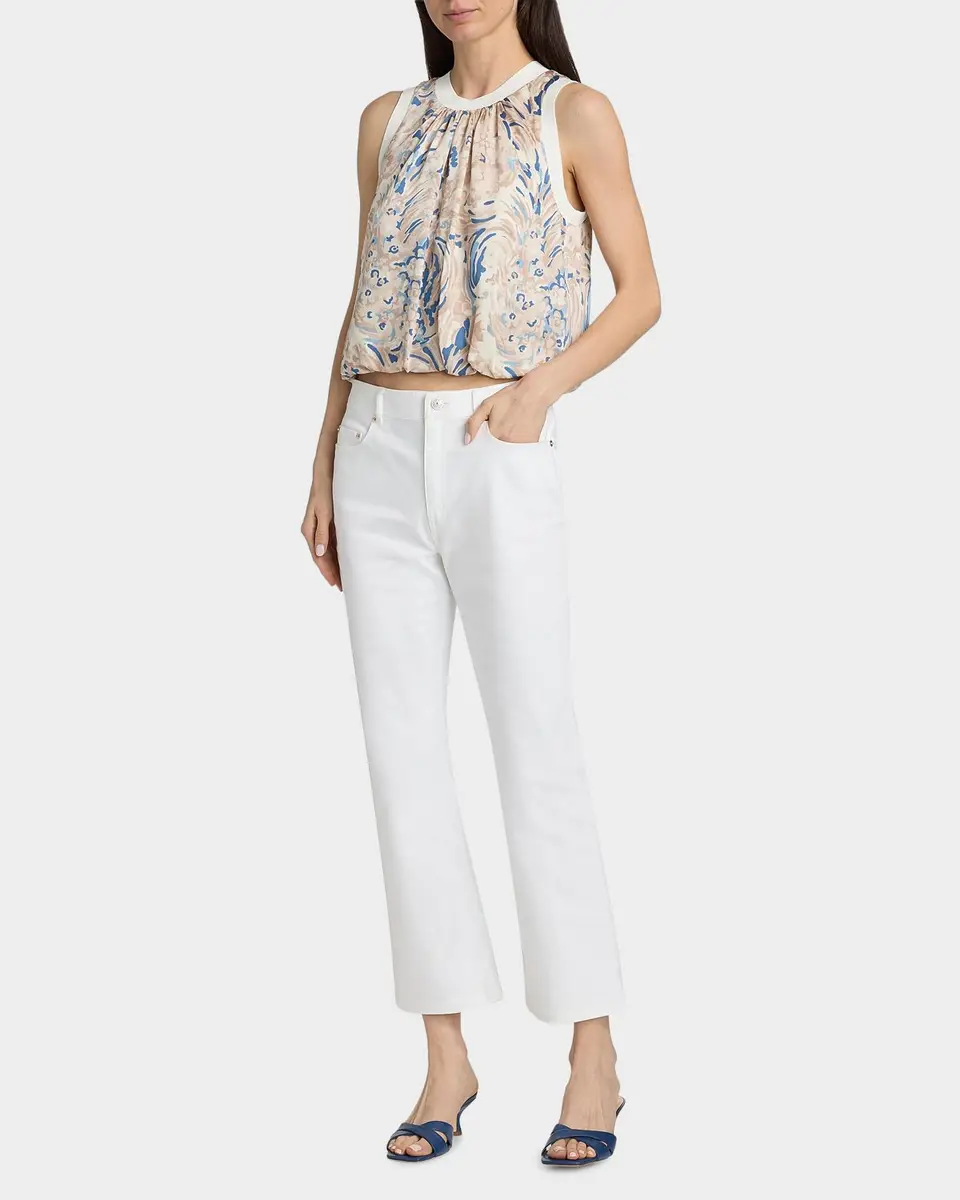 Cinq à Sept Daisy Swirl Peia Printed Blouson Crop Top | Thumbnail 2 Cinq à Sept Daisy Swirl Peia Printed Blouson Crop Top | Thumbnail 2