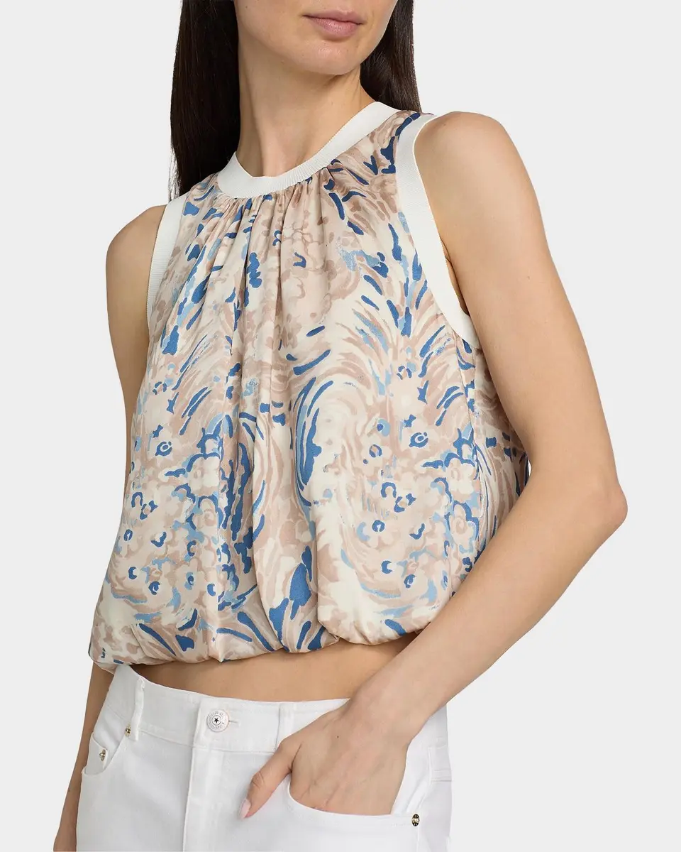 Cinq à Sept Daisy Swirl Peia Printed Blouson Crop Top | Thumbnail 5 Cinq à Sept Daisy Swirl Peia Printed Blouson Crop Top | Thumbnail 5