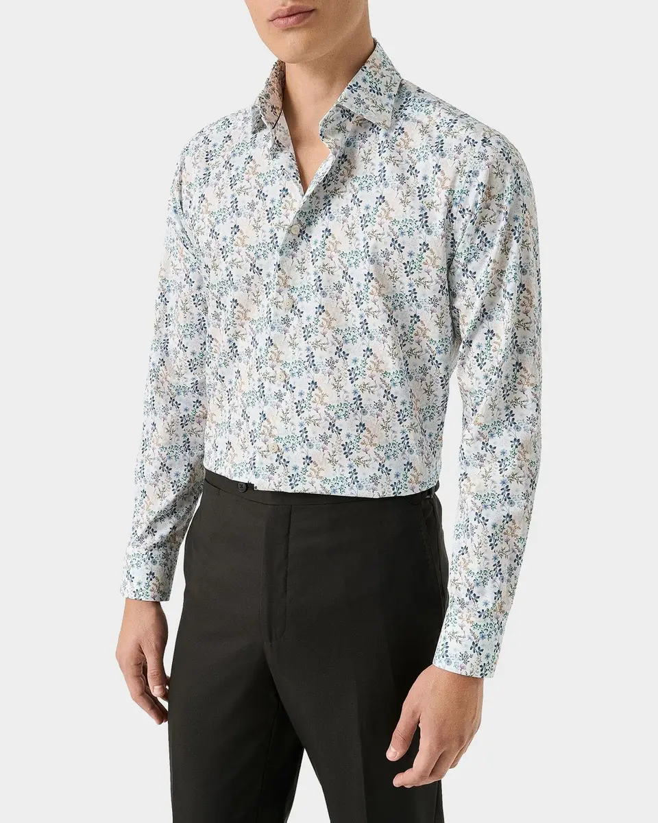 Eton Men's Floral Slim-Fit Cotton Twill Shirt | Thumbnail 3 Eton Men's Floral Slim-Fit Cotton Twill Shirt | Thumbnail 3