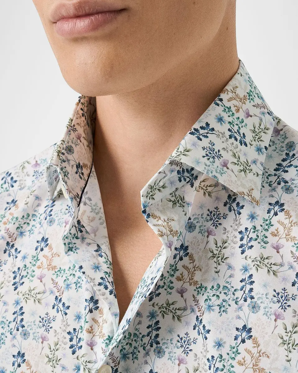 Eton Men's Floral Slim-Fit Cotton Twill Shirt | Thumbnail 4 Eton Men's Floral Slim-Fit Cotton Twill Shirt | Thumbnail 4