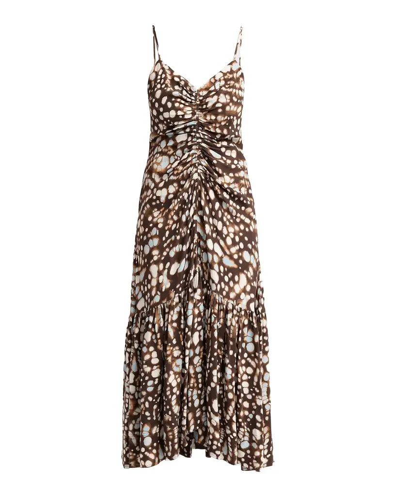 A.L.C. Lindsey Ruched Speckled Midi Dress | Image 1 A.L.C. Lindsey Ruched Speckled Midi Dress | Image 1