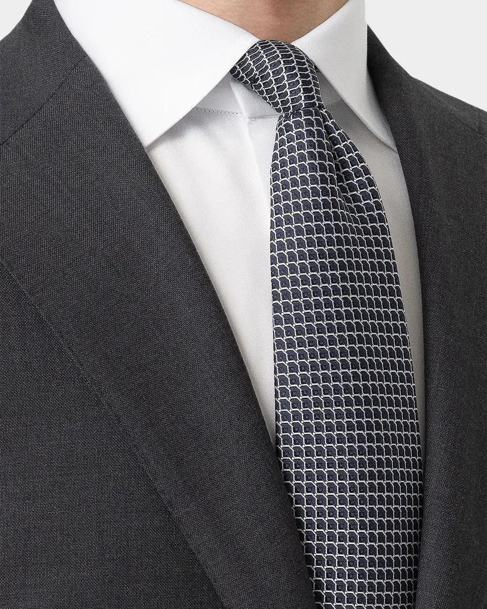 Eton Men's Geometric Woven Silk Tie | Thumbnail 2