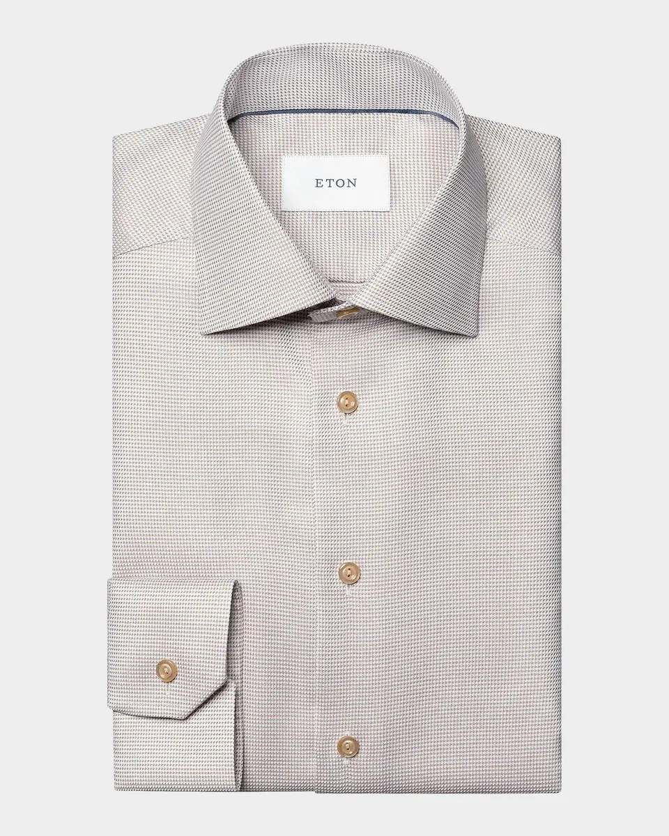 Eton Men's Houndstooth Contemporary-Fit Cotton Twill Shirt | Thumbnail 7 Eton Men's Houndstooth Contemporary-Fit Cotton Twill Shirt | Thumbnail 7
