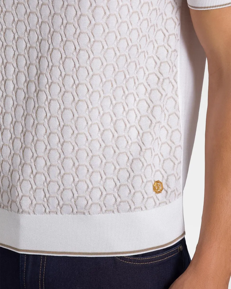 Stefano Ricci Men's Textured Silk-Cotton Quarter-Zip Polo Shirt | Thumbnail 6