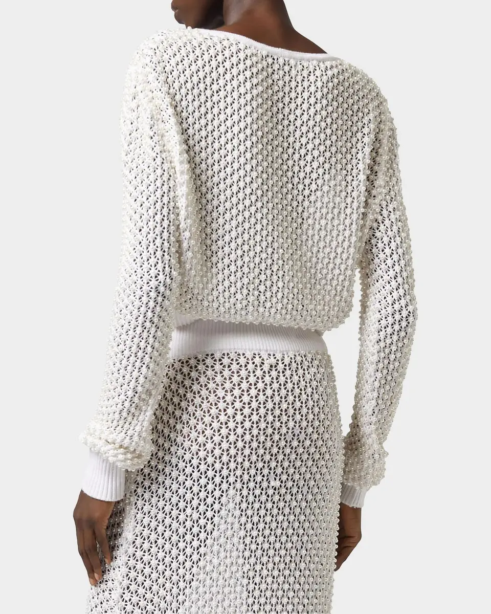 GIUSEPPE DI MORABITO Act II: The Fall Of Icarus Maglia Imitation Pearl Crop Knit Cardigan | Thumbnail 3