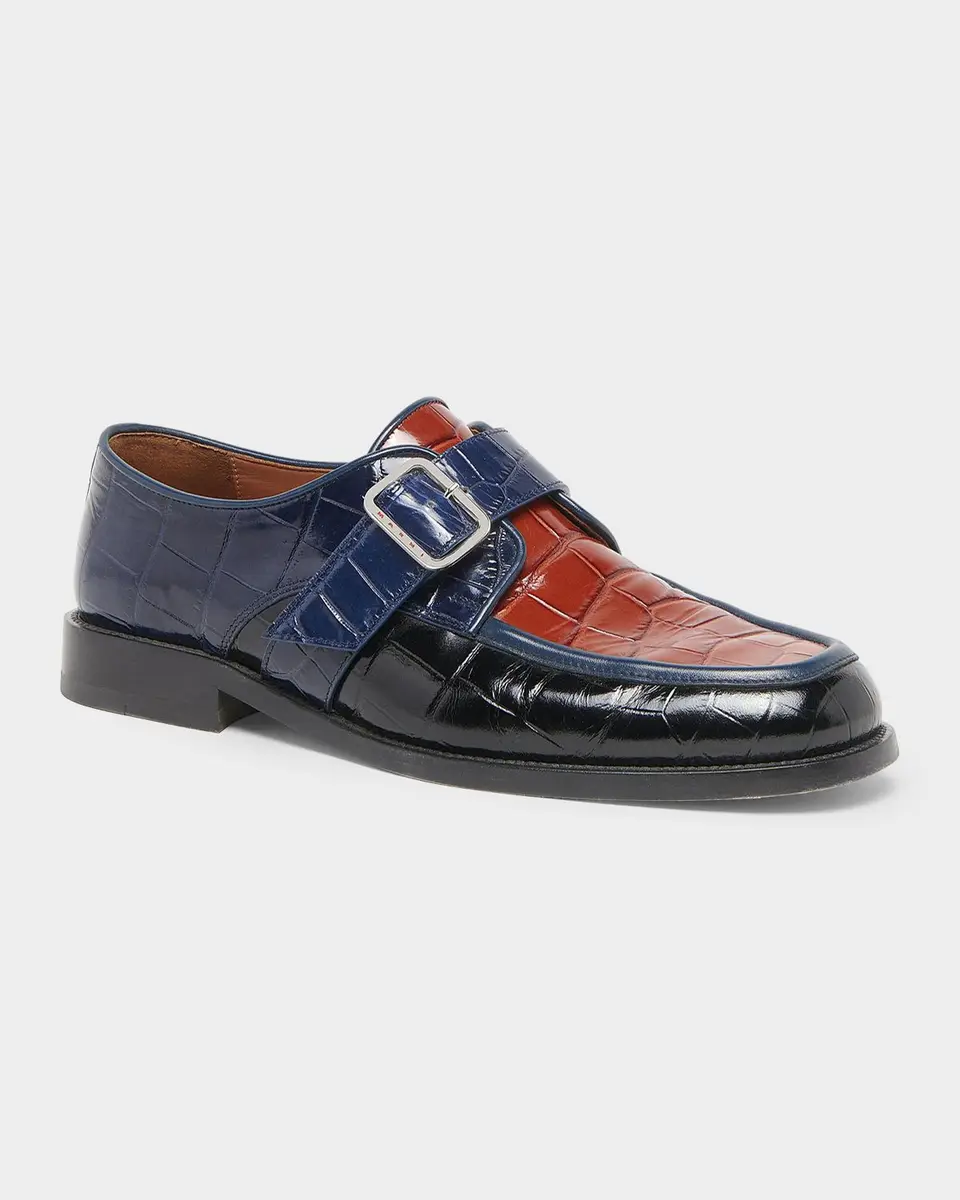 Marni Men's Crocodile-Embossed Leather Moccasins | Thumbnail 2 Marni Men's Crocodile-Embossed Leather Moccasins | Thumbnail 2