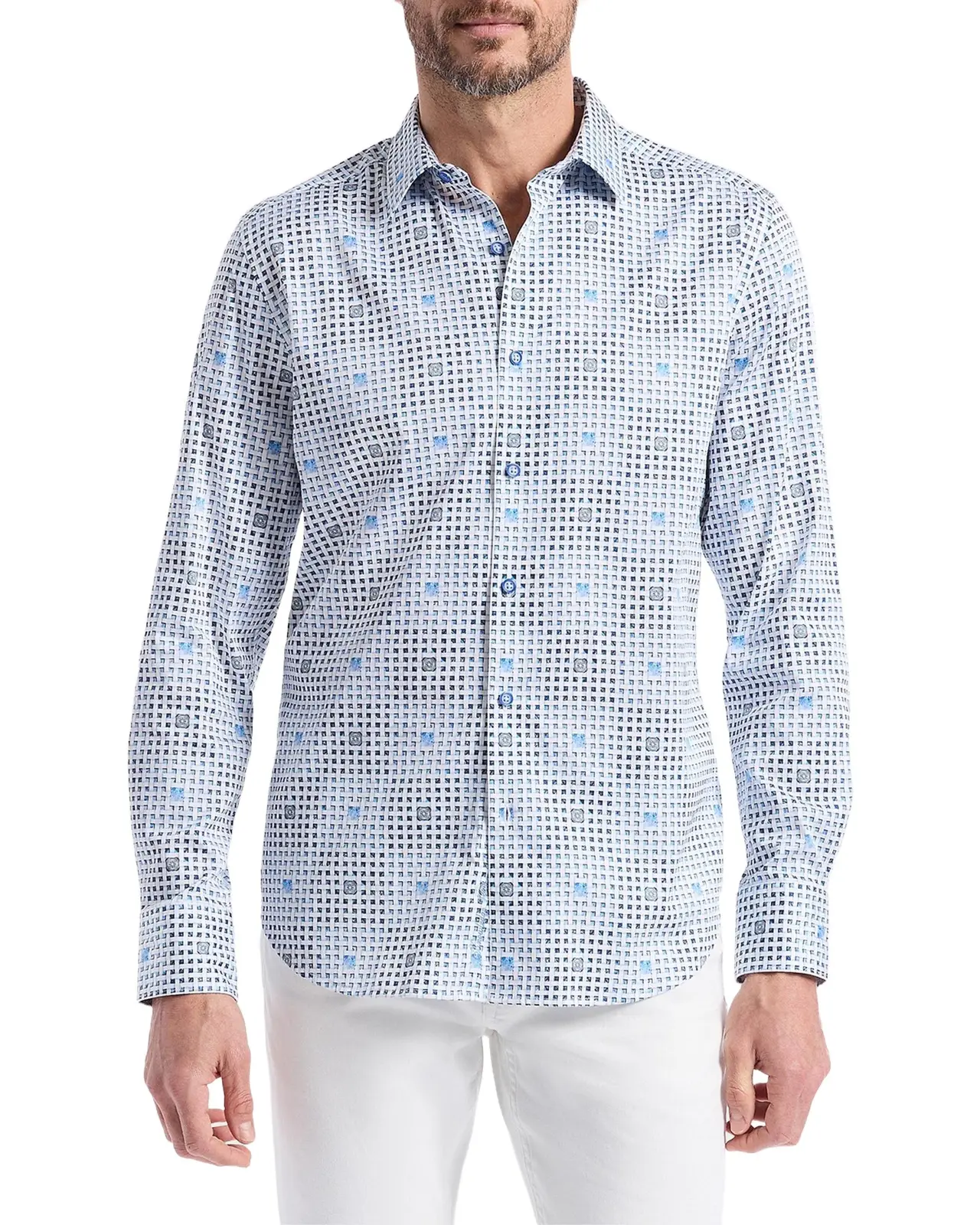 Brentwood Geometric Stretch-Cotton Shirt Brentwood Geometric Stretch-Cotton Shirt