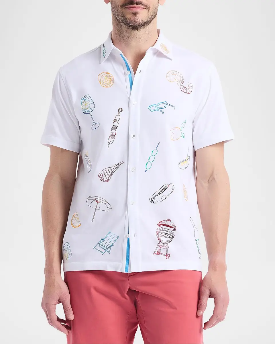 Robert Graham Men's Out Of Office Cotton Short-Sleeve Shirt | Thumbnail 4 Robert Graham Men's Out Of Office Cotton Short-Sleeve Shirt | Thumbnail 4