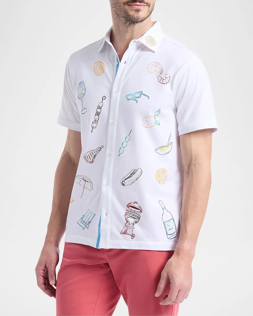 Robert Graham Men's Out Of Office Cotton Short-Sleeve Shirt | Thumbnail 7 Robert Graham Men's Out Of Office Cotton Short-Sleeve Shirt | Thumbnail 7