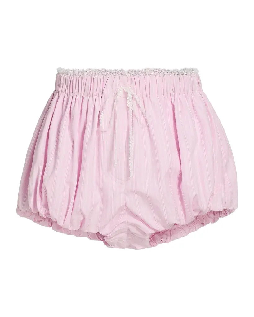 LoveShackFancy Sparrow Lace-Trimmed Striped Cotton Shorts | Image 1 LoveShackFancy Sparrow Lace-Trimmed Striped Cotton Shorts | Image 1