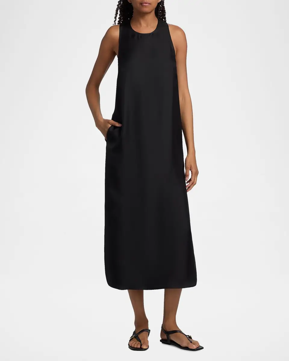 Loulou de Saison Paloma Twist Back Silk Midi-Slipdress | Thumbnail 2 Loulou de Saison Paloma Twist Back Silk Midi-Slipdress | Thumbnail 2