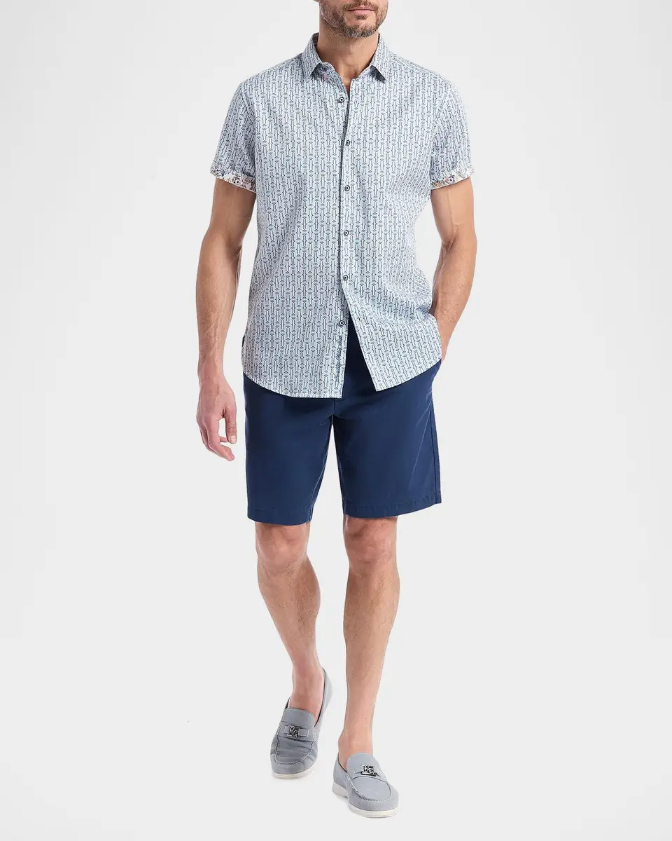 Robert Graham Napier Printed Short-Sleeve Stretch-Cotton Shirt | Thumbnail 2