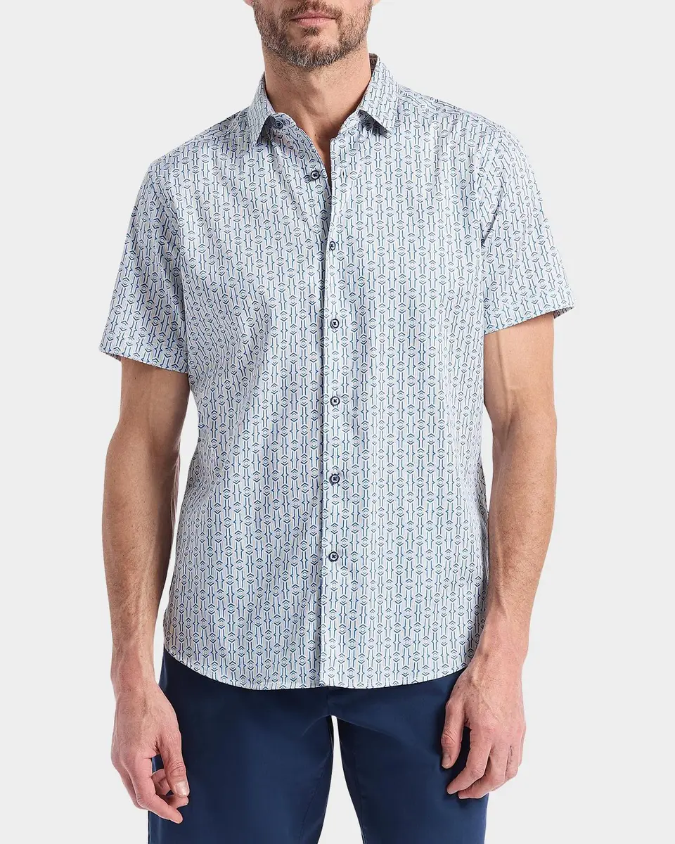 Robert Graham Napier Printed Short-Sleeve Stretch-Cotton Shirt | Thumbnail 4
