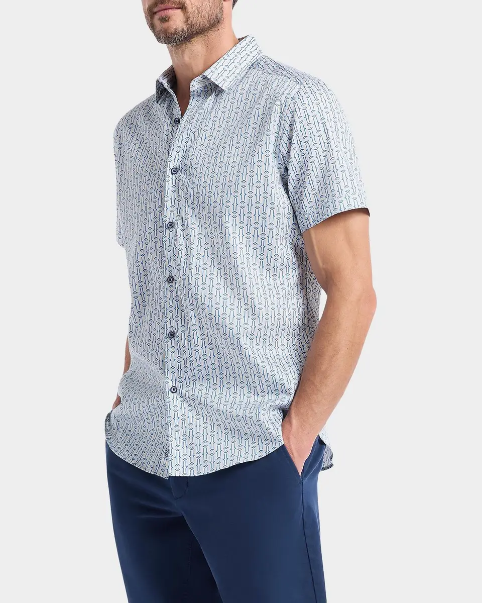 Robert Graham Napier Printed Short-Sleeve Stretch-Cotton Shirt | Thumbnail 7