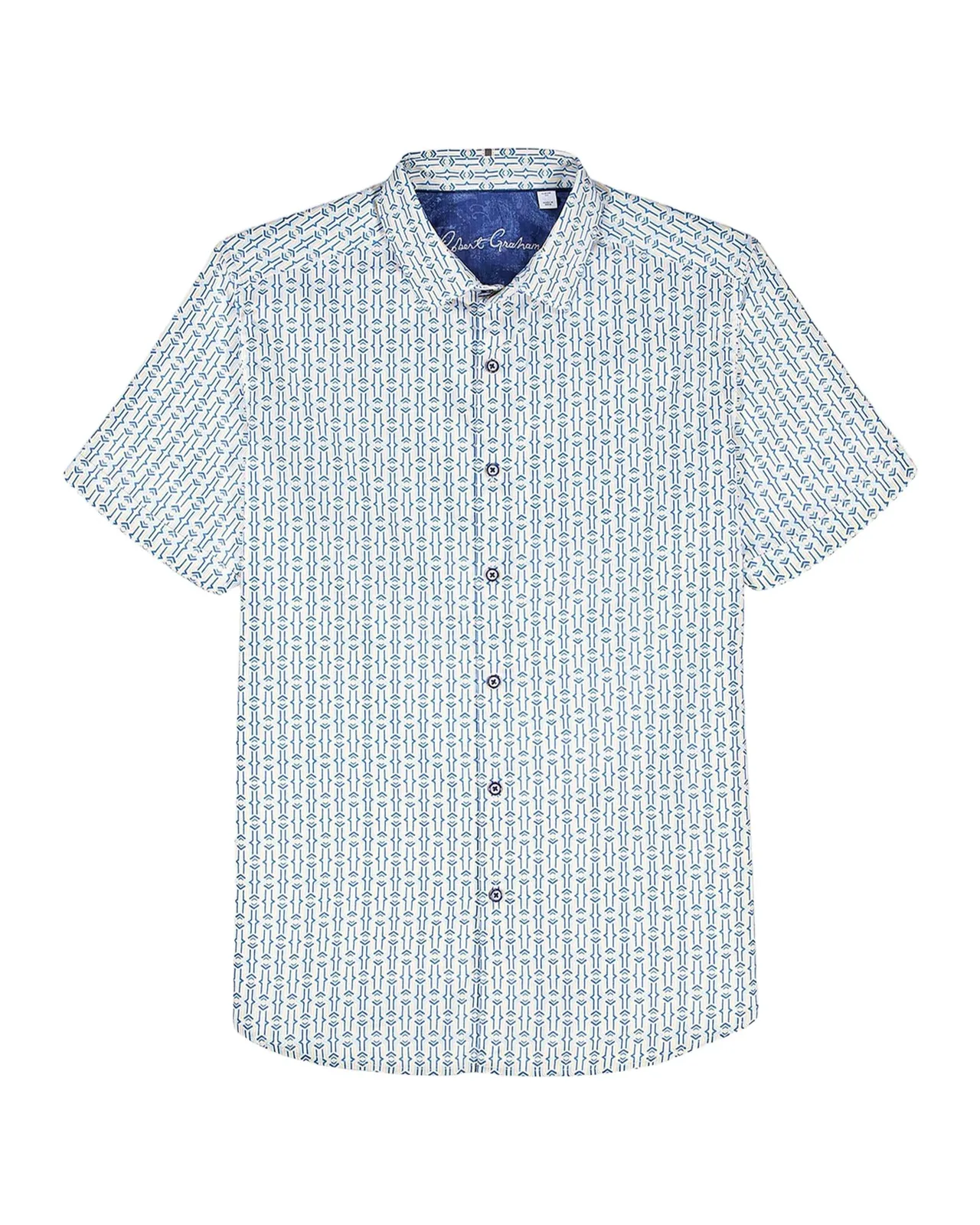 Napier Printed Short-Sleeve Stretch-Cotton Shirt