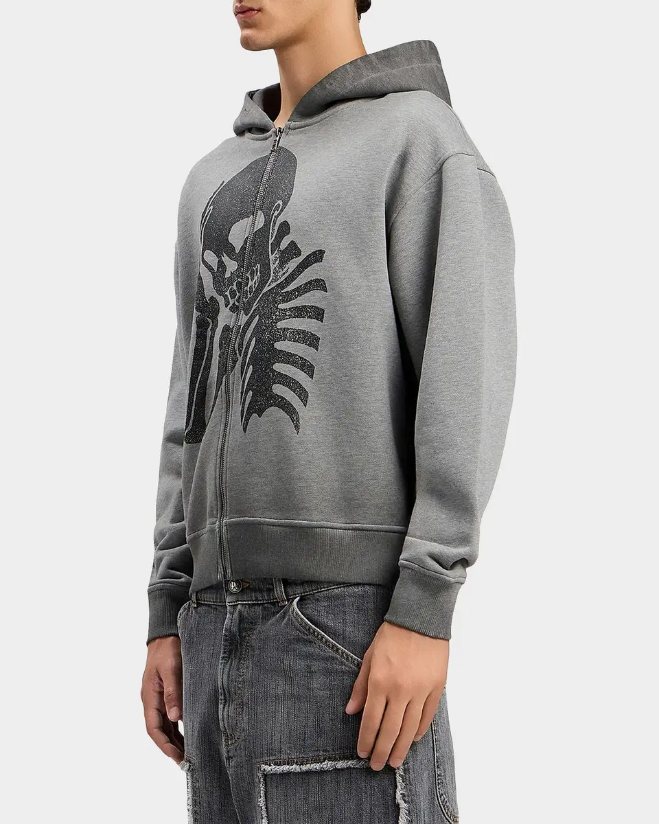 Palm Angels Men's Skull-Print Logo Zip-Front Hoodie | Thumbnail 4 Palm Angels Men's Skull-Print Logo Zip-Front Hoodie | Thumbnail 4