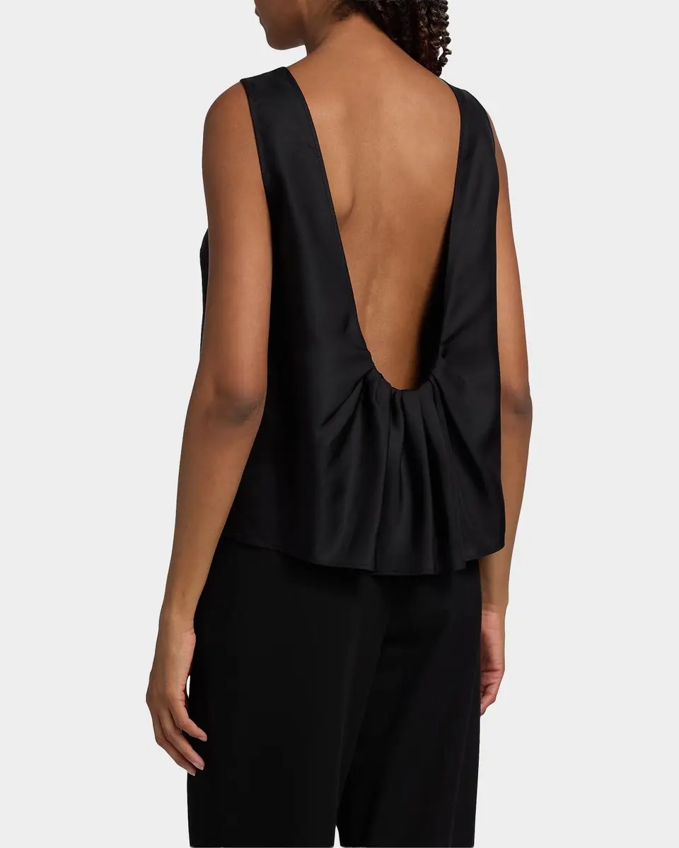 Loulou de Saison Gema Draped Silk Open-Back Top | Thumbnail 3 Loulou de Saison Gema Draped Silk Open-Back Top | Thumbnail 3