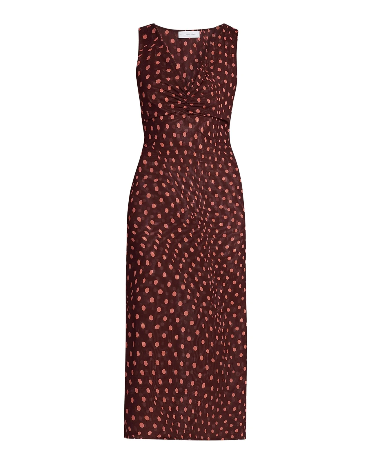 Stella McCartney Polka Dot Mesh V-Neck Midi Dress