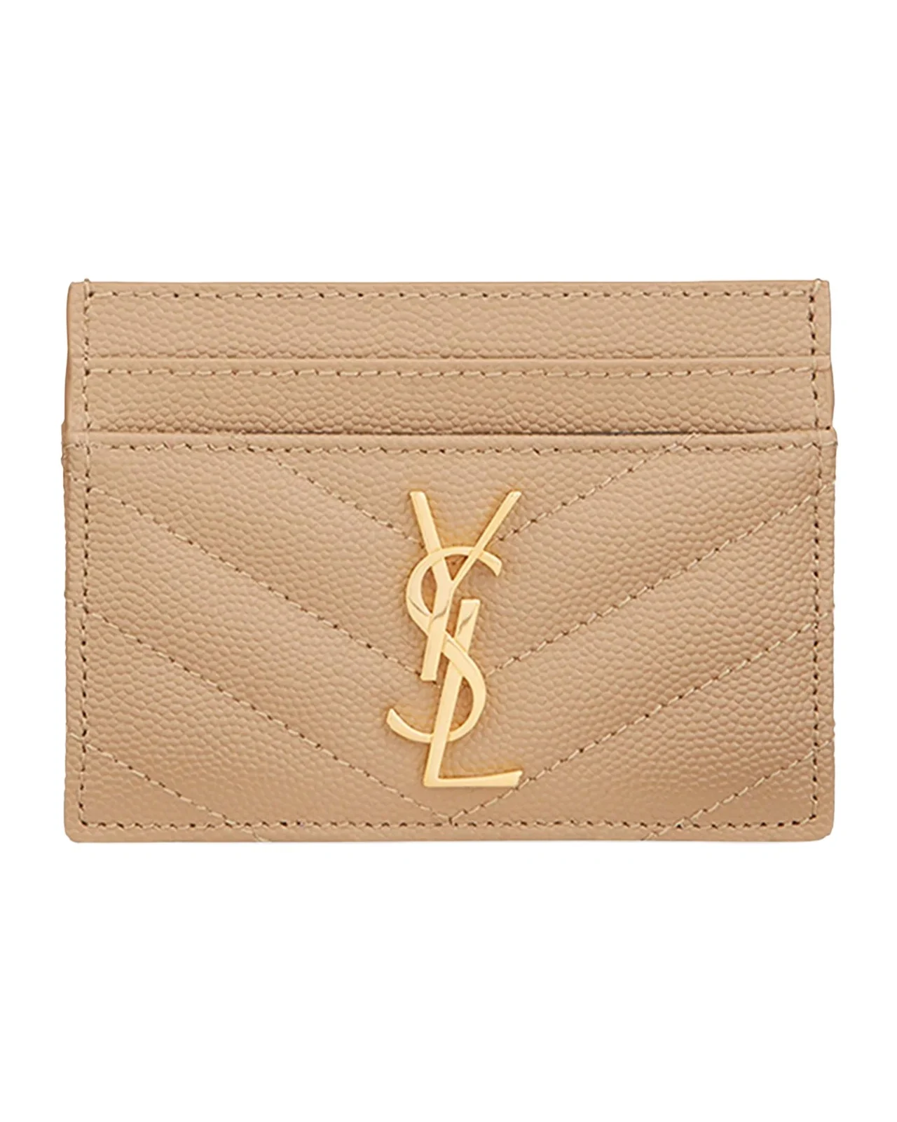 Saint Laurent Grain De Poudre Leather Cassandre Card Case