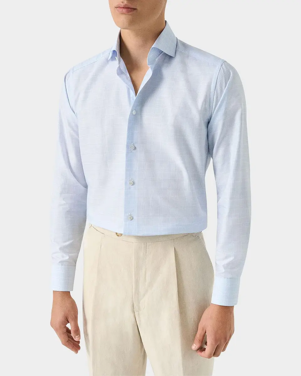 Eton Men's Check Cotton-Linen Slim-Fit Shirt | Thumbnail 4