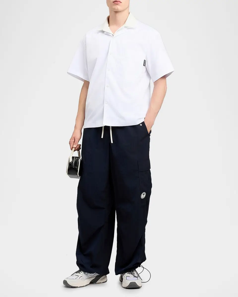 Palm Angels Men's Logo Camp-Collar Cotton Bowling Shirt | Thumbnail 2 Palm Angels Men's Logo Camp-Collar Cotton Bowling Shirt | Thumbnail 2