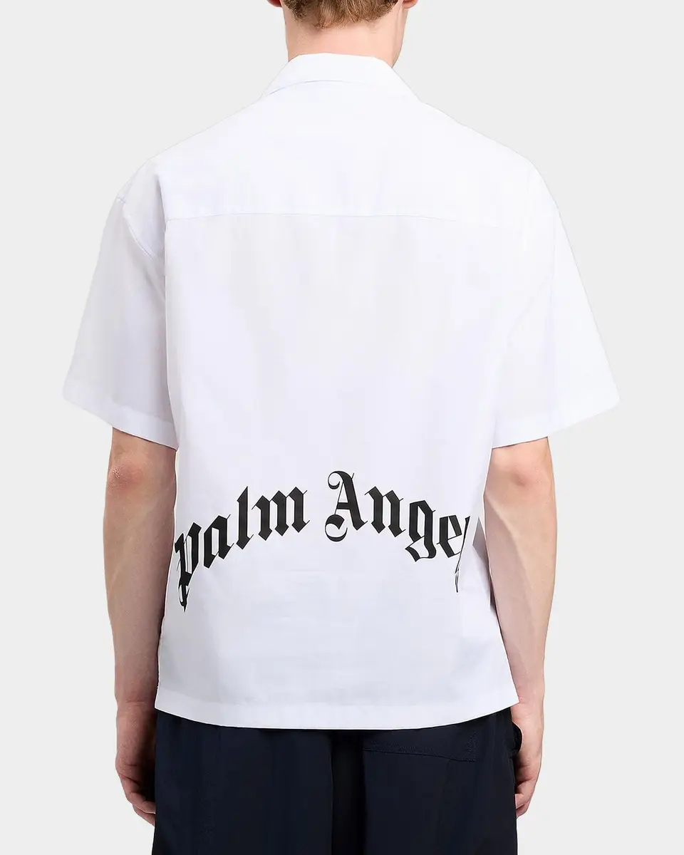 Palm Angels Men's Logo Camp-Collar Cotton Bowling Shirt | Thumbnail 3 Palm Angels Men's Logo Camp-Collar Cotton Bowling Shirt | Thumbnail 3