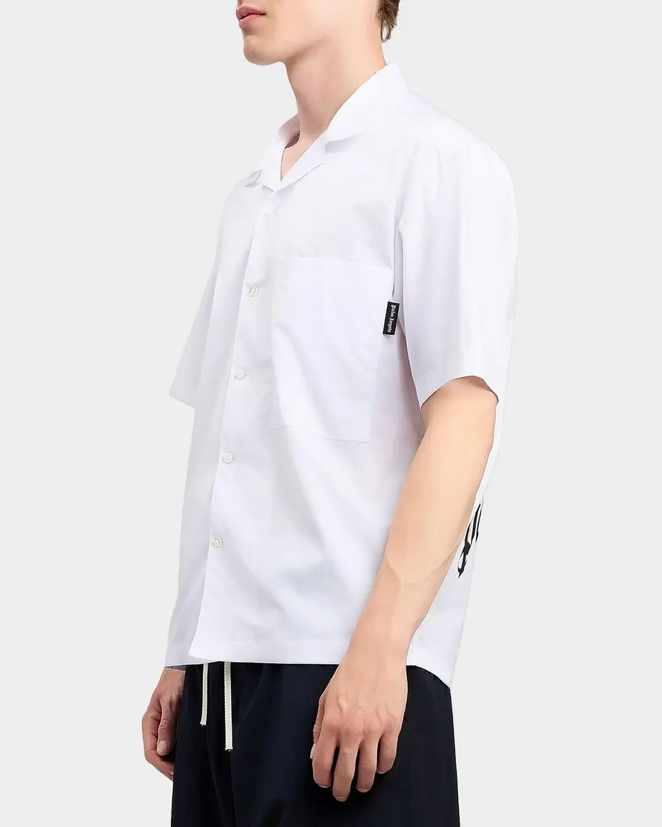 Palm Angels Men's Logo Camp-Collar Cotton Bowling Shirt | Thumbnail 6 Palm Angels Men's Logo Camp-Collar Cotton Bowling Shirt | Thumbnail 6