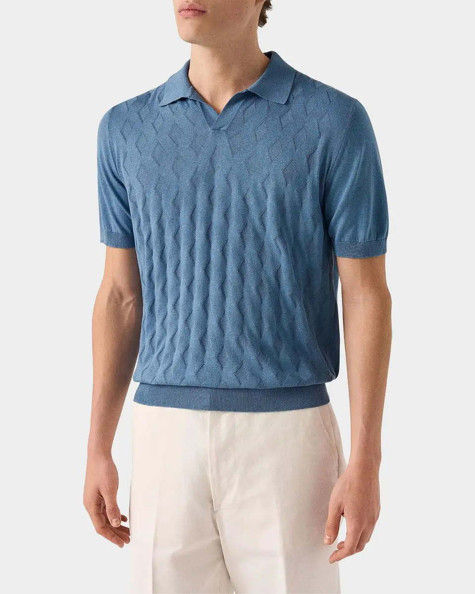 Eton Men's Knitted Cotton-Silk Polo Sweater | Thumbnail 3