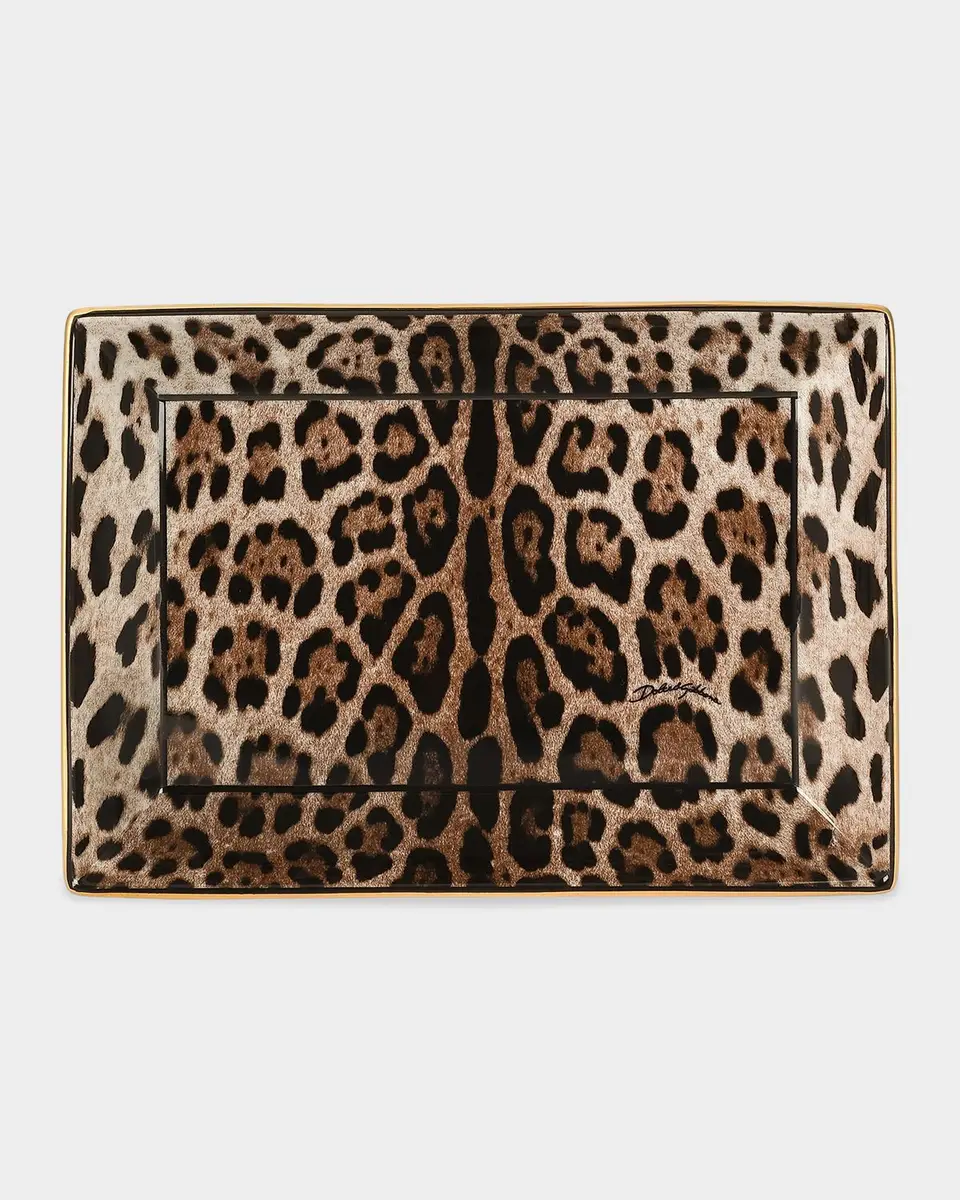 Dolce & Gabbana Leopard Rectangular Porcelain Trinket Tray | Thumbnail 2