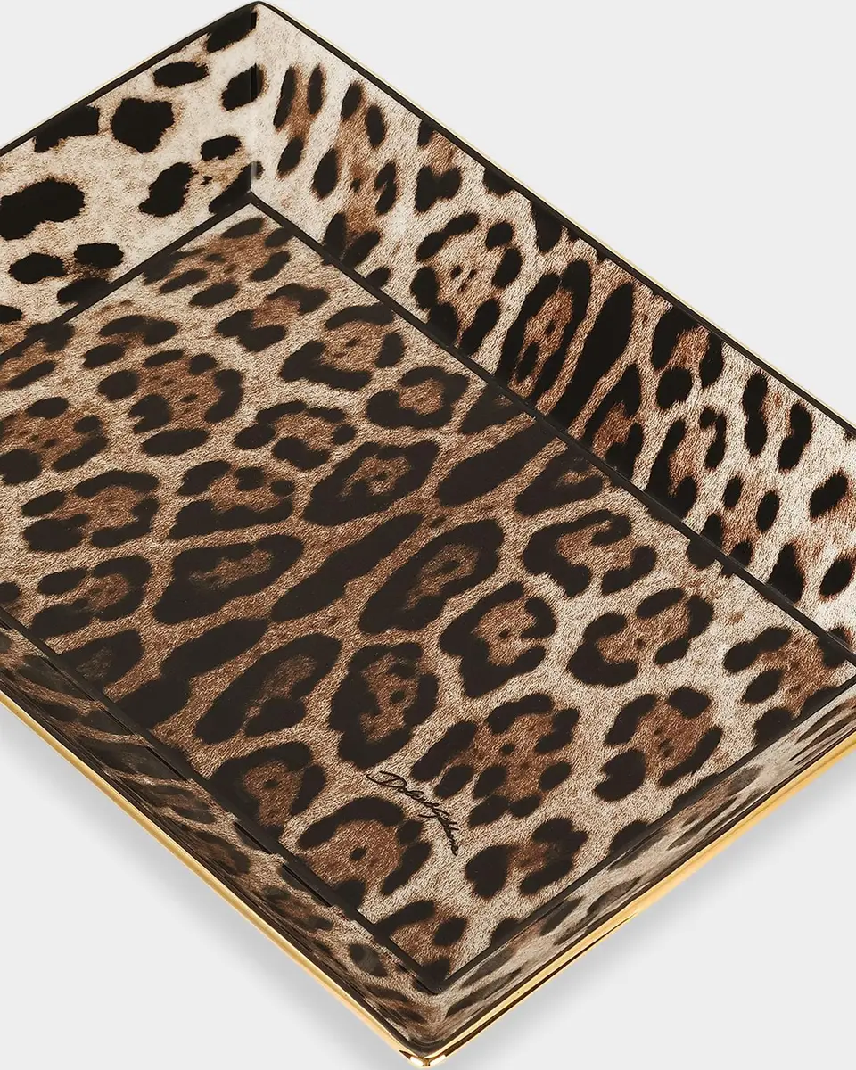 Dolce & Gabbana Leopard Rectangular Porcelain Trinket Tray | Thumbnail 3