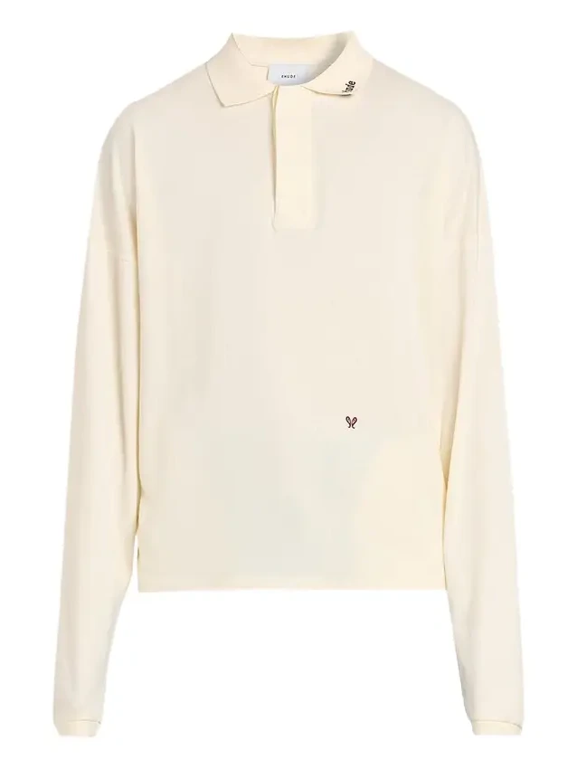 Rhude Men's Fontaine Oversized Long-Sleeve Polo Shirt