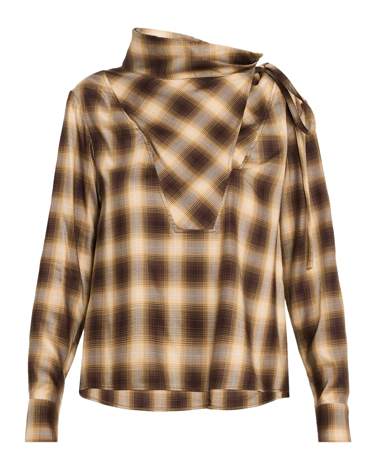 Plaid Mock-Neck Long-Sleeve Blouse Plaid Mock-Neck Long-Sleeve Blouse