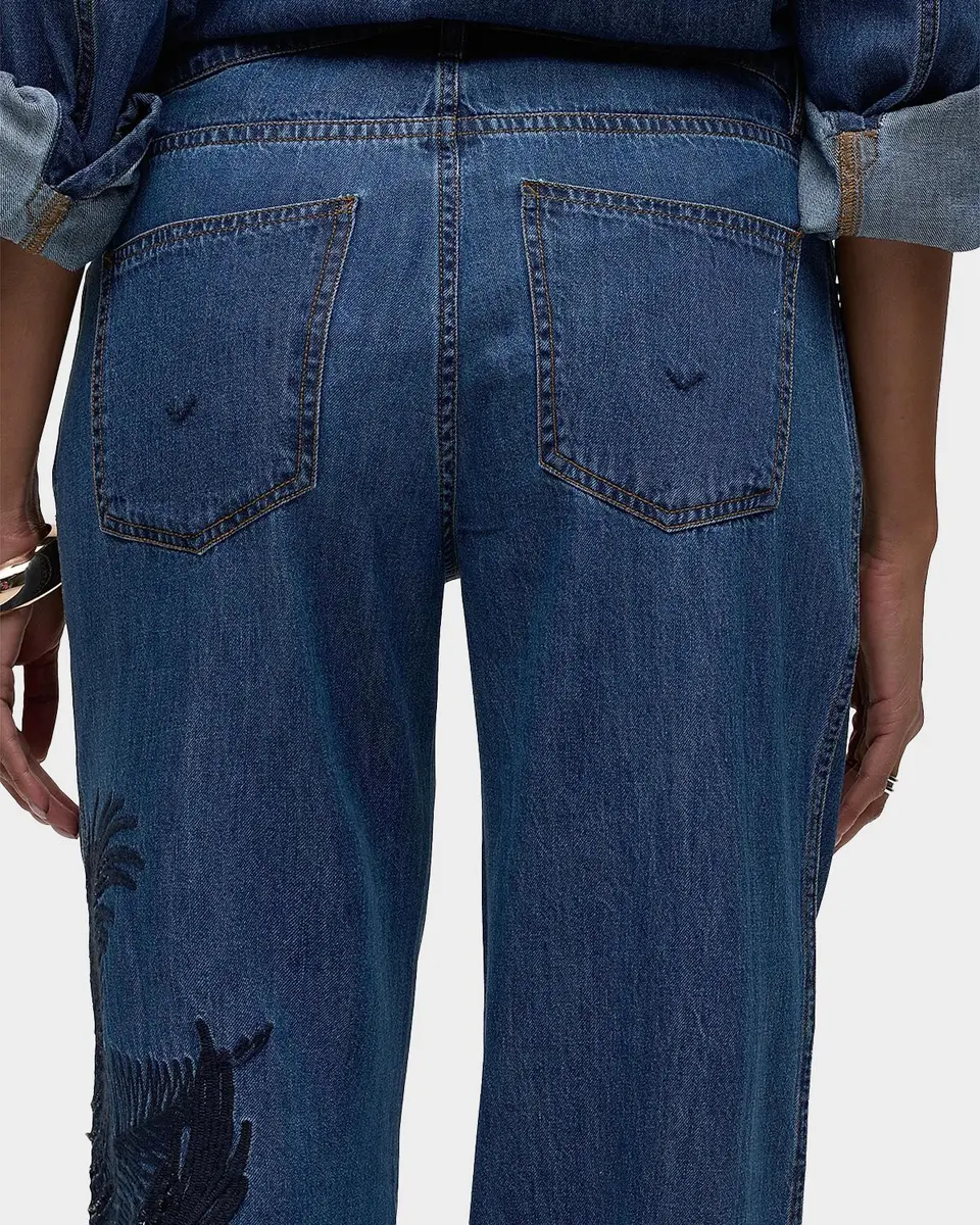 Hudson Rylee Embroidered Palm Wide-Leg Jeans | Thumbnail 5 Hudson Rylee Embroidered Palm Wide-Leg Jeans | Thumbnail 5
