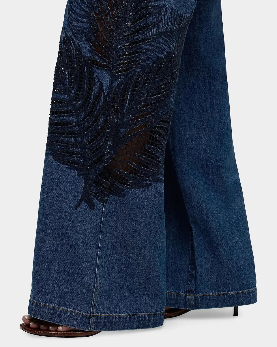 Hudson Rylee Embroidered Palm Wide-Leg Jeans | Thumbnail 6 Hudson Rylee Embroidered Palm Wide-Leg Jeans | Thumbnail 6