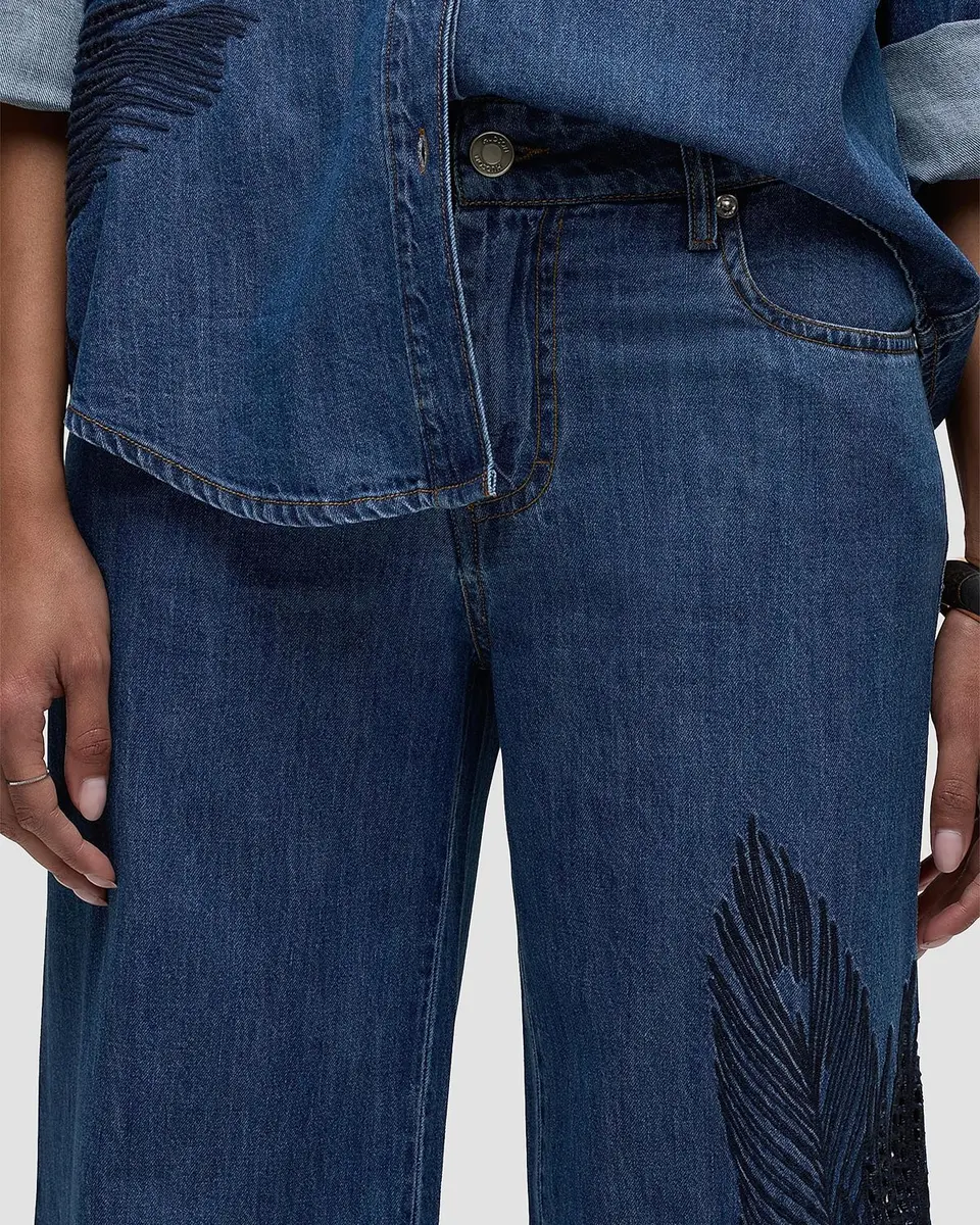 Hudson Rylee Embroidered Palm Wide-Leg Jeans | Thumbnail 8 Hudson Rylee Embroidered Palm Wide-Leg Jeans | Thumbnail 8