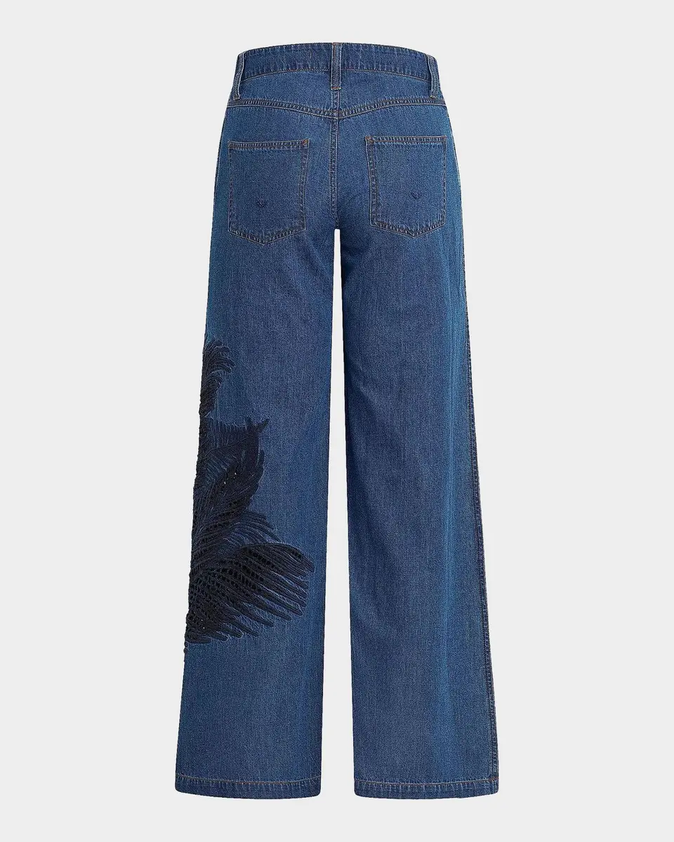 Hudson Rylee Embroidered Palm Wide-Leg Jeans | Thumbnail 9 Hudson Rylee Embroidered Palm Wide-Leg Jeans | Thumbnail 9