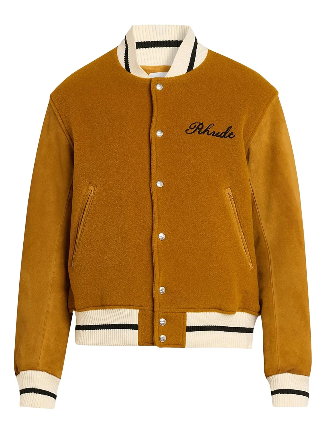 Rhude Men's Ribbed-Trim Varsity Jacket