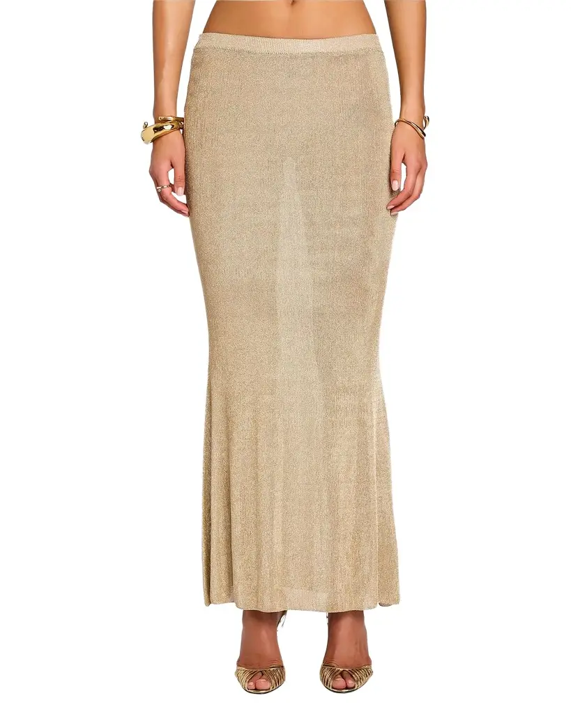 SEROYA Harmony Metallic Knit Maxi Skirt | Image 1 SEROYA Harmony Metallic Knit Maxi Skirt | Image 1