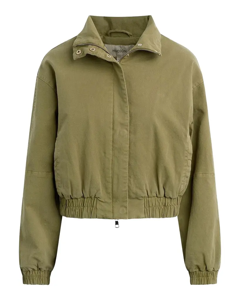 Hudson Sporty Cotton-Blend Crop Bomber Jacket | Image 1 Hudson Sporty Cotton-Blend Crop Bomber Jacket | Image 1