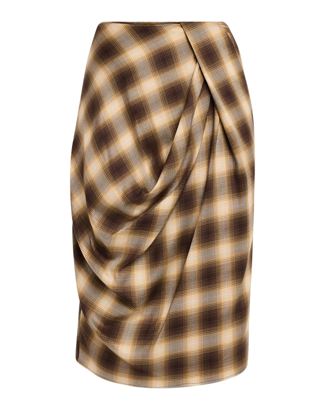 Draped Check Skirt